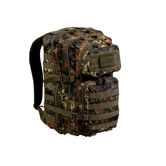 US Army MOLLE Assault Pack + Cover Large 36L Mil-Tec Flecktarn Military Rucksack