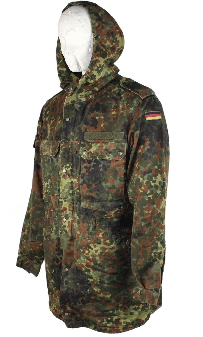 Original German BW Army Field Jacket Parka Military Issue Flecktarn Camo Used