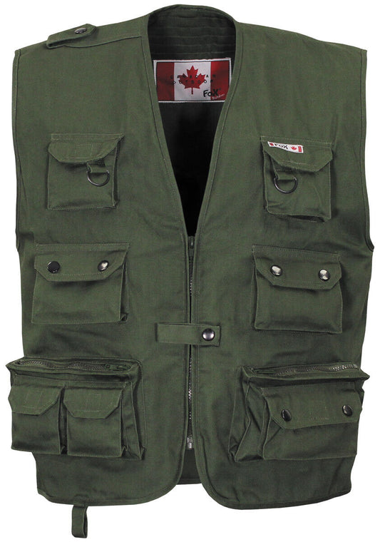 Canadian Army Quilted Outdoor Vest Black Vest Heavy Version Multi Pockets Green