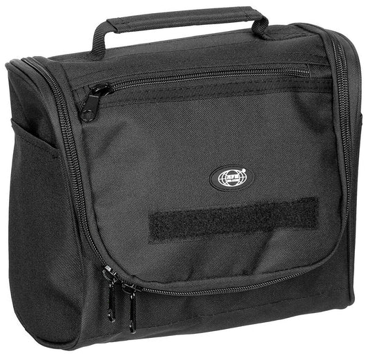 Black Washbag Top Carrying Handle Lid with Zip Pocket & Loop Panel