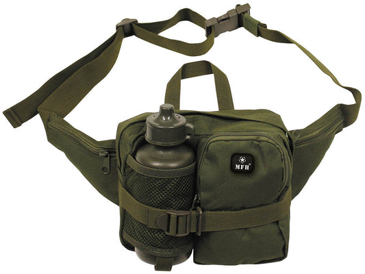Waist Bag with Drinking Bottle Military Army Combat Style OD Green