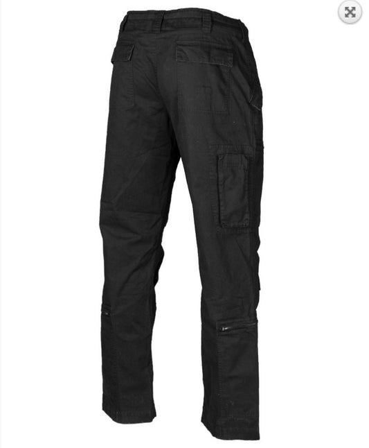 Pilot Army Pants Outdoor Trekking Trousers Straight Cut Cotton Prewash Black