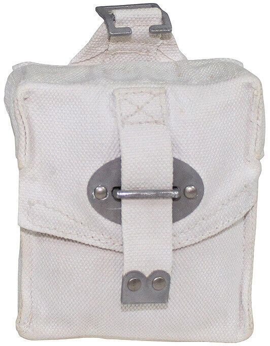 Italian Original Military Army Pouch Bag White Canvas Used