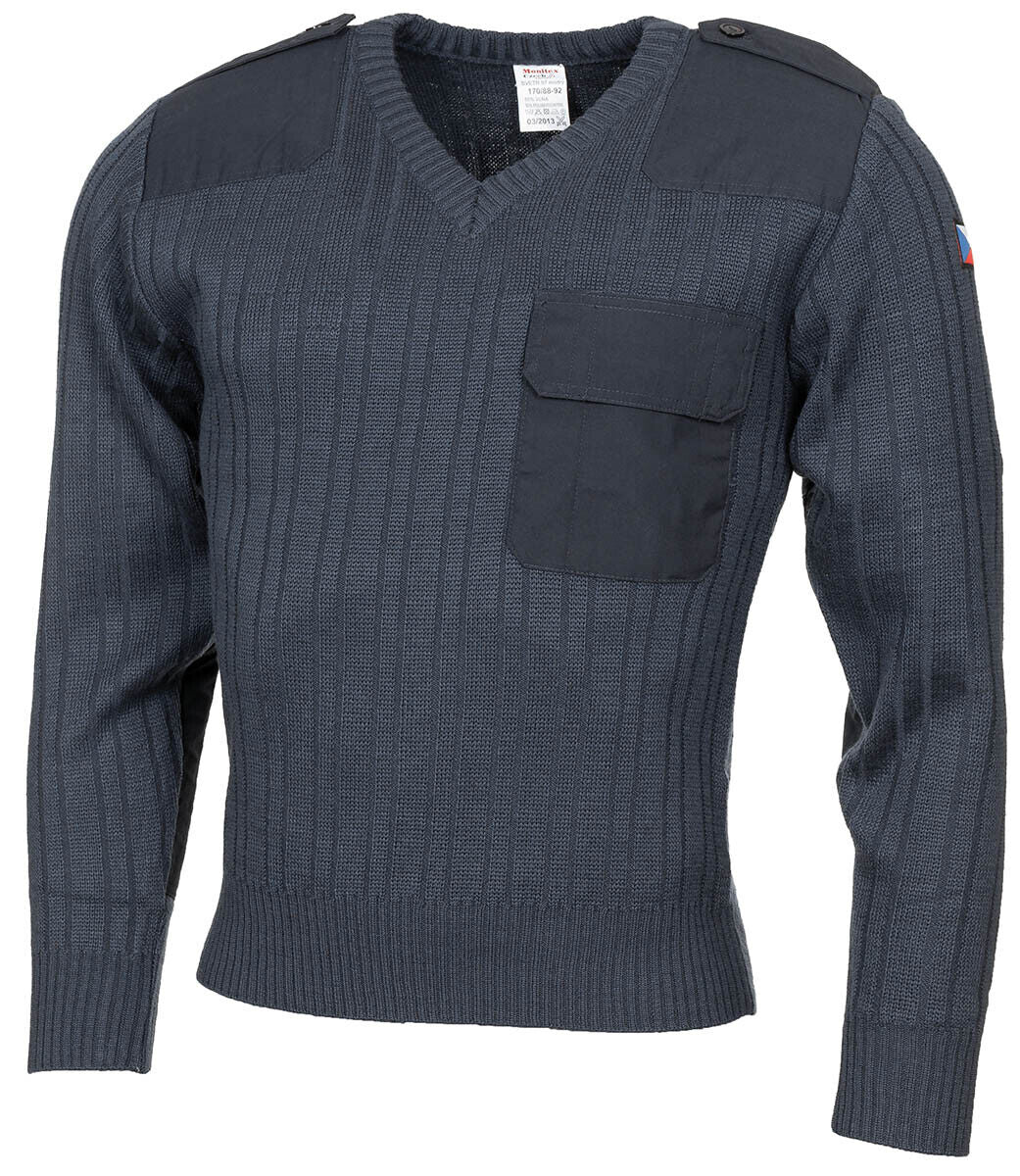 Original CZ Army Military Style Pullover M 97 V-neck Blue 50% Wool