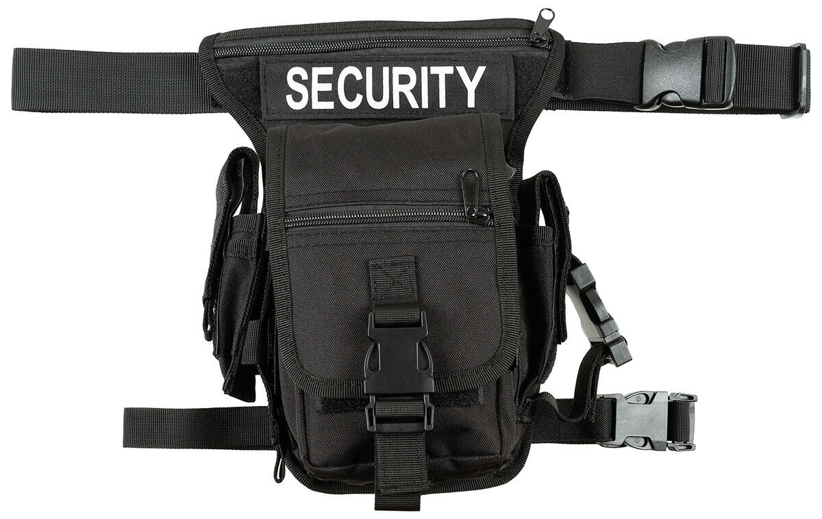 Black Security Hip Bag Leg & Belt Fixation Adjustable Straps Versatile Used