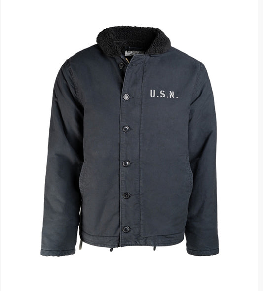 US Army Navy N-1 Men's Deck Jacket Winter Warm Heavyweight Cotton Coat Dark Blue