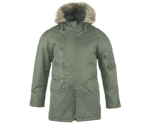 MIL-TEC NEW US Military Army Parka N3B Faux fur Hooded Olive Style Aviator