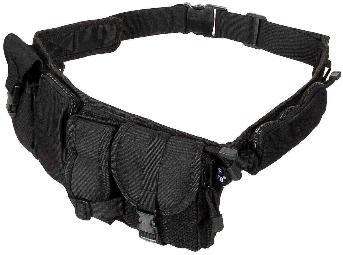 Military Army Combat Waist Belt 6 Pockets Black