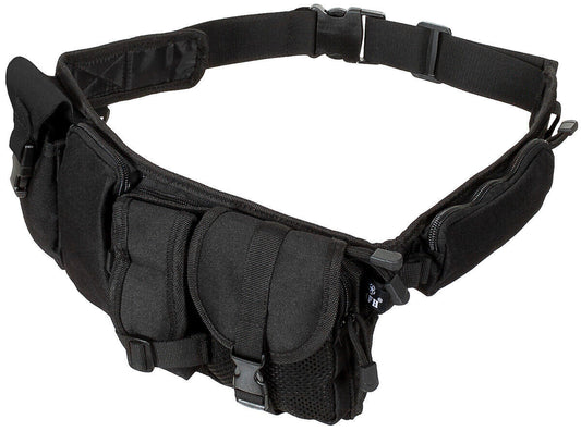 Military Army Combat Waist Belt 6 Pockets Black
