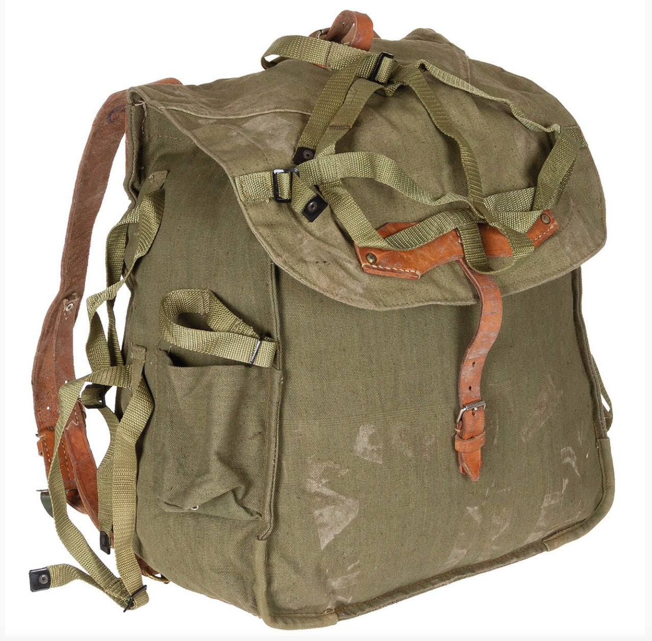 Original Romanian Army Bread Bag Military Vintage Olive Canvas Haversack