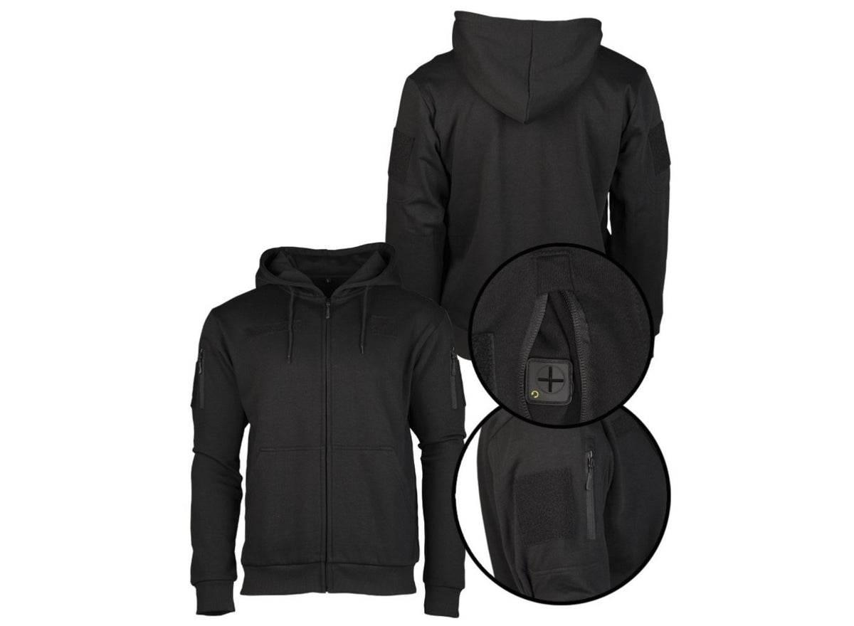 Mil-Tec Tactical Hoodie with Front Zipper Black