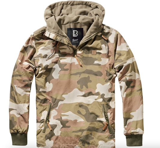 Brandit Luke Windbreaker Hooded Jacket Anorak Mens Outdoor Light Woodland