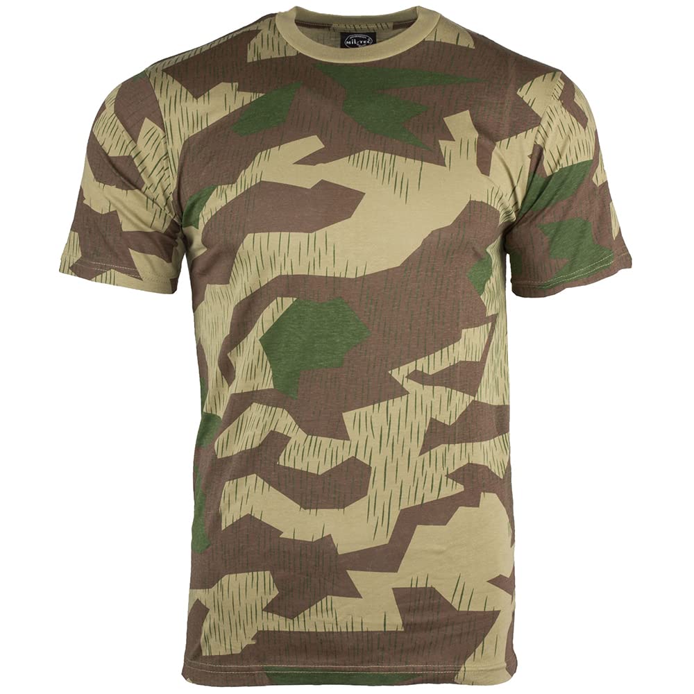 Mil-Tec German Splinter Camouflage T-Shirt Cotton Crew Neck Military
