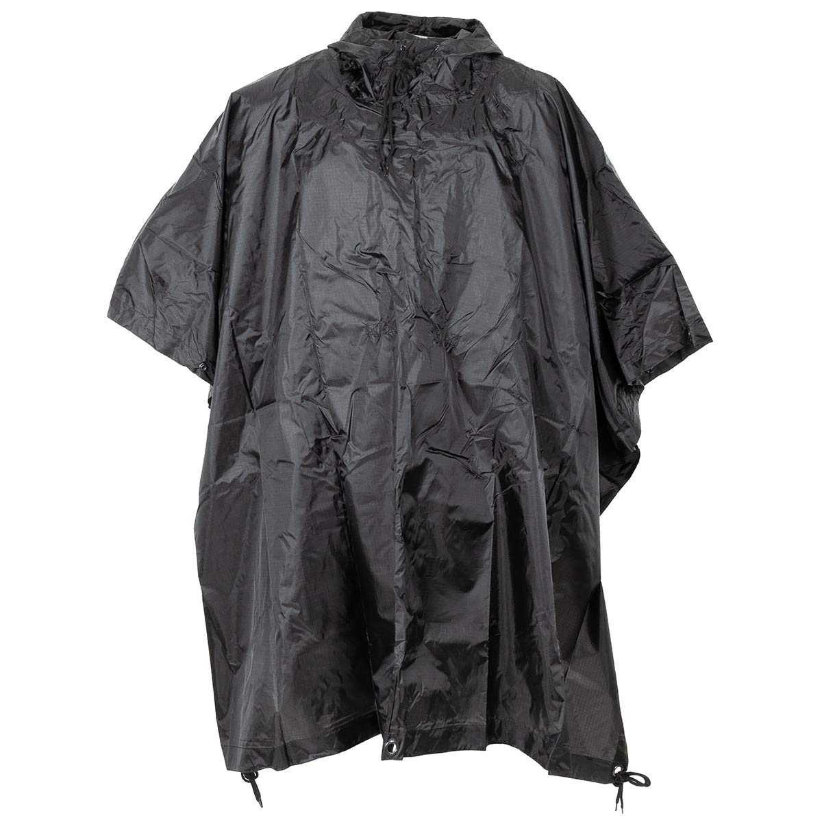 MFH US Poncho Ripstop – Black Waterproof Military Rain Cover