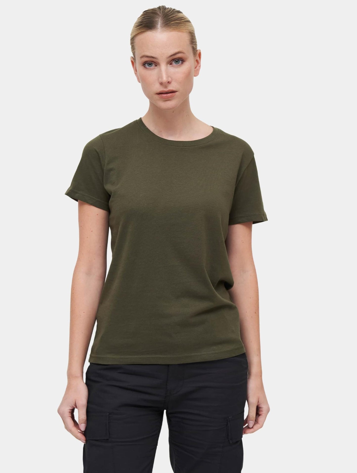 Brandit Ladies Basic T-Shirt Olive M – 100% Cotton Women’s Casual Wear