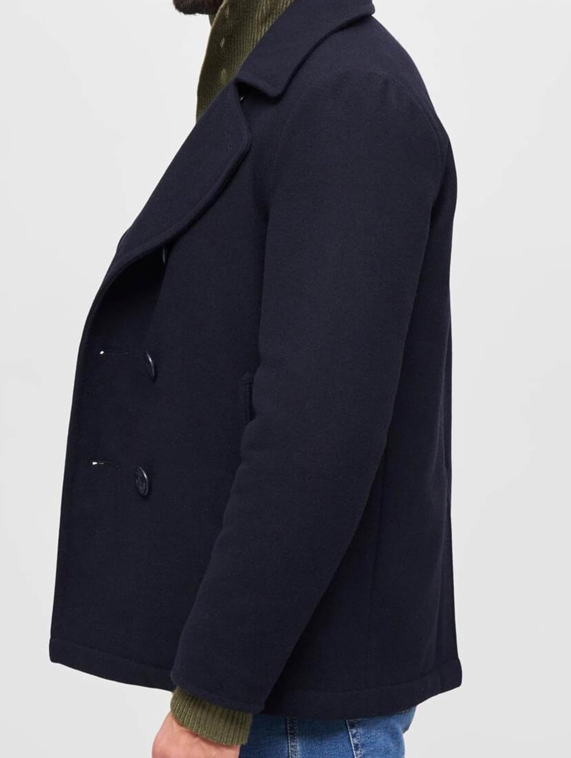 Brandit Men Coat Pea Coat, Color:navy, Size:S