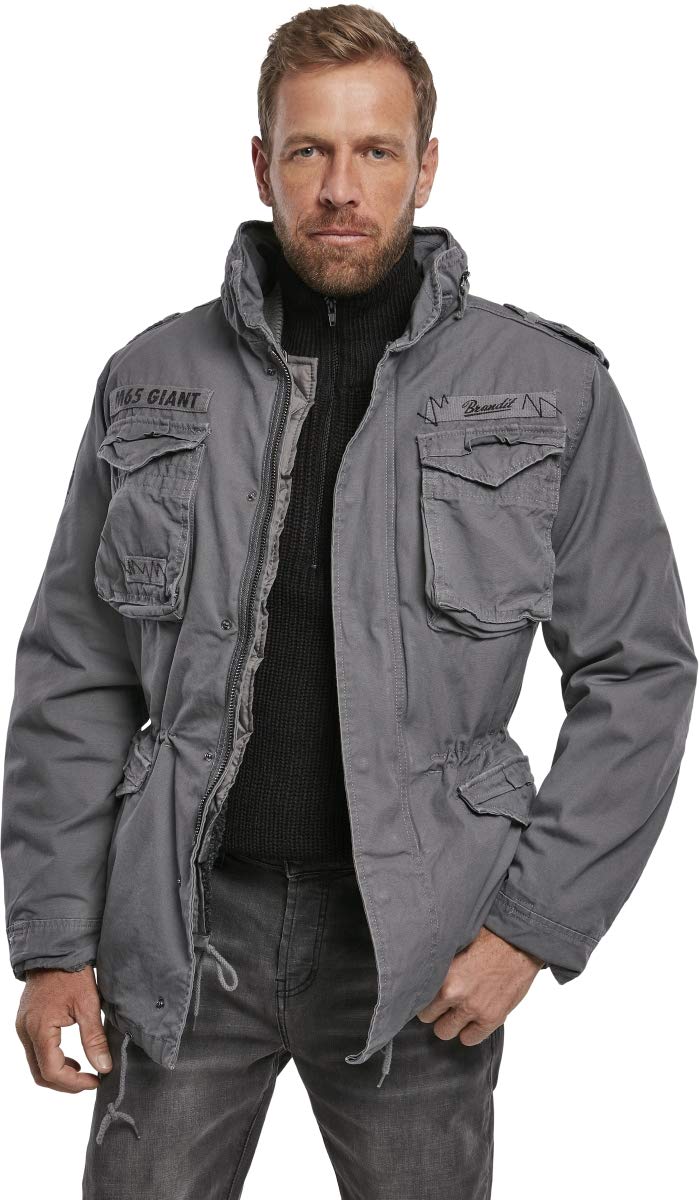 Brandit Men’s M-65 Giant Jacket Charcoal Gray – Vintage Military Field Coat 7XL