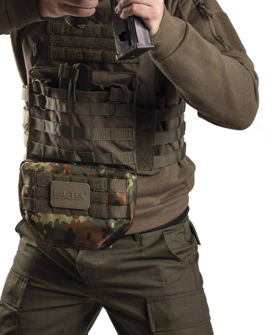 MIL-TEC Drop Down Pouch with MOLLE System for Plate Carrier Vest ID Patch - BLACK