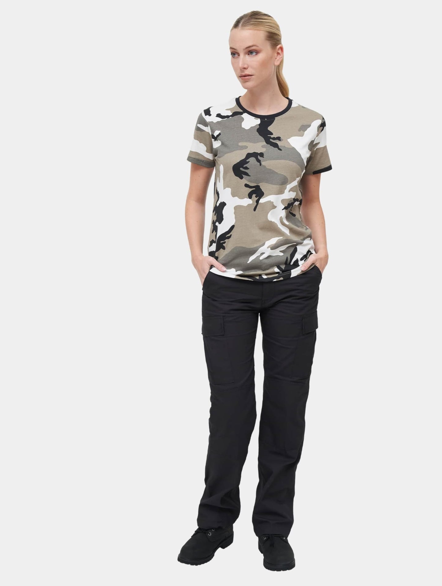 Brandit Ladies T-Shirt Urban Camo – 100% Cotton Women’s Casual Top
