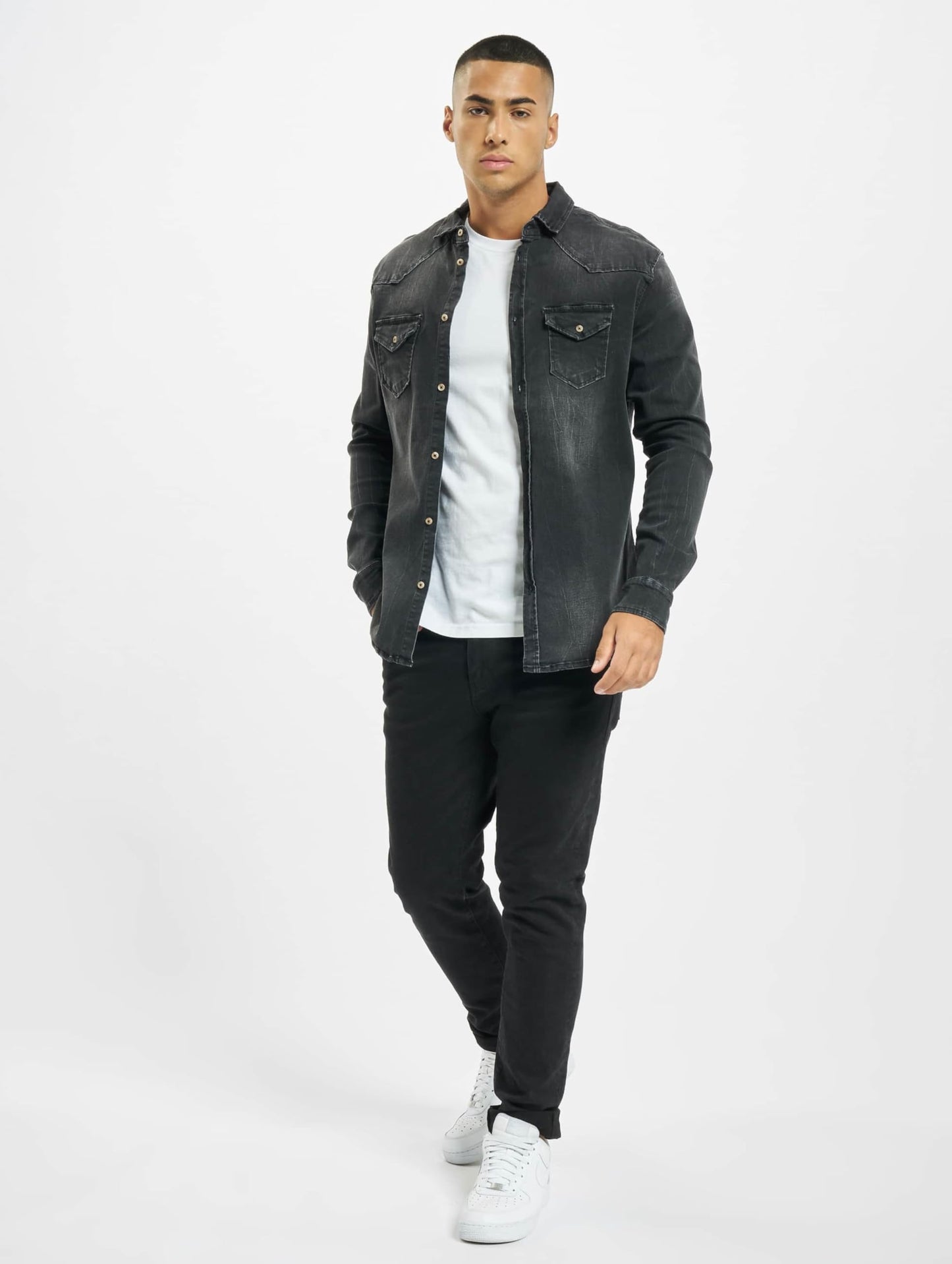 Brandit Men's Riley Denim Shirt Gray Denim