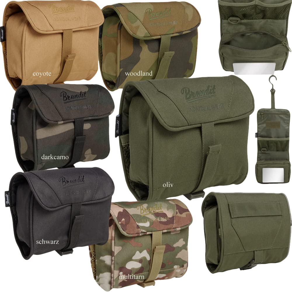 Brandit Toiletry Bag Medium and Large Toiletry Bag with Mirror for Outdoor Use