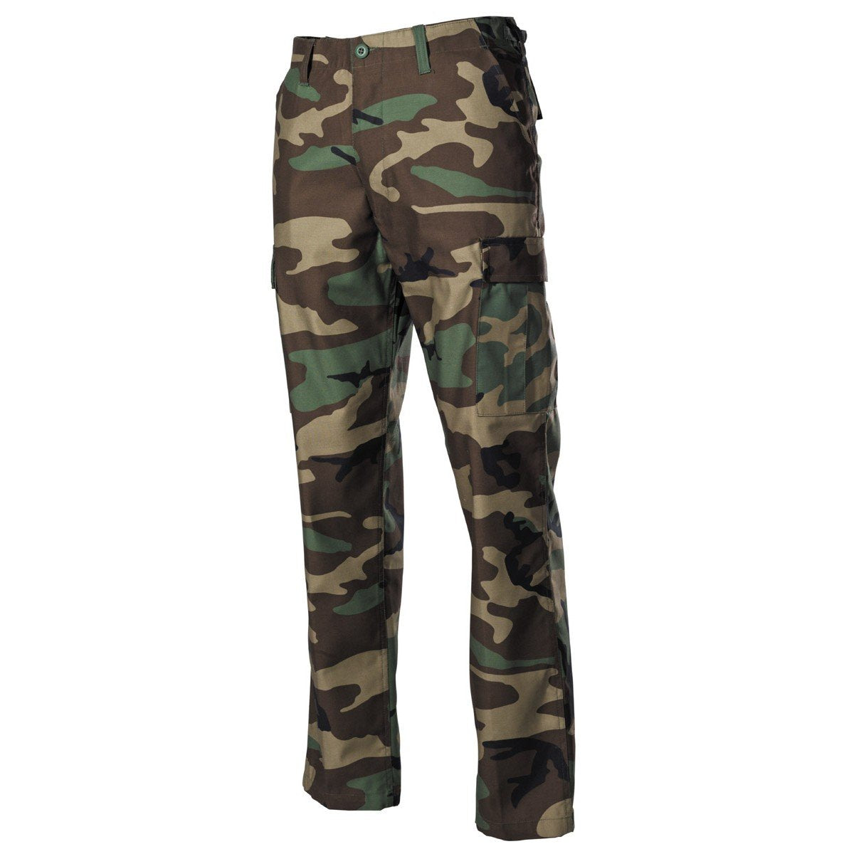 MFH BDU Combat Trousers – Woodland Camo Ripstop Military Pants