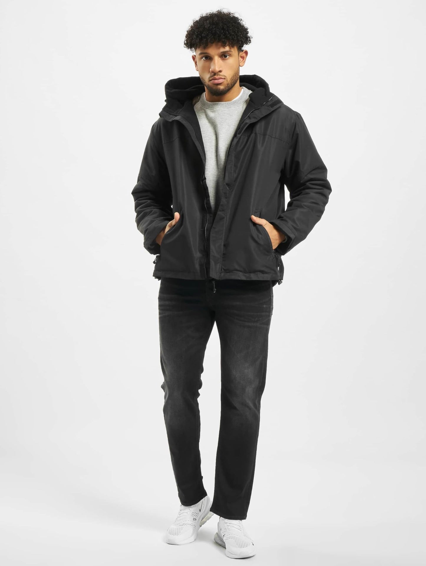 Brandit Men’s Windbreaker Front Zip – Waterproof Outdoor Jacket Black Size M