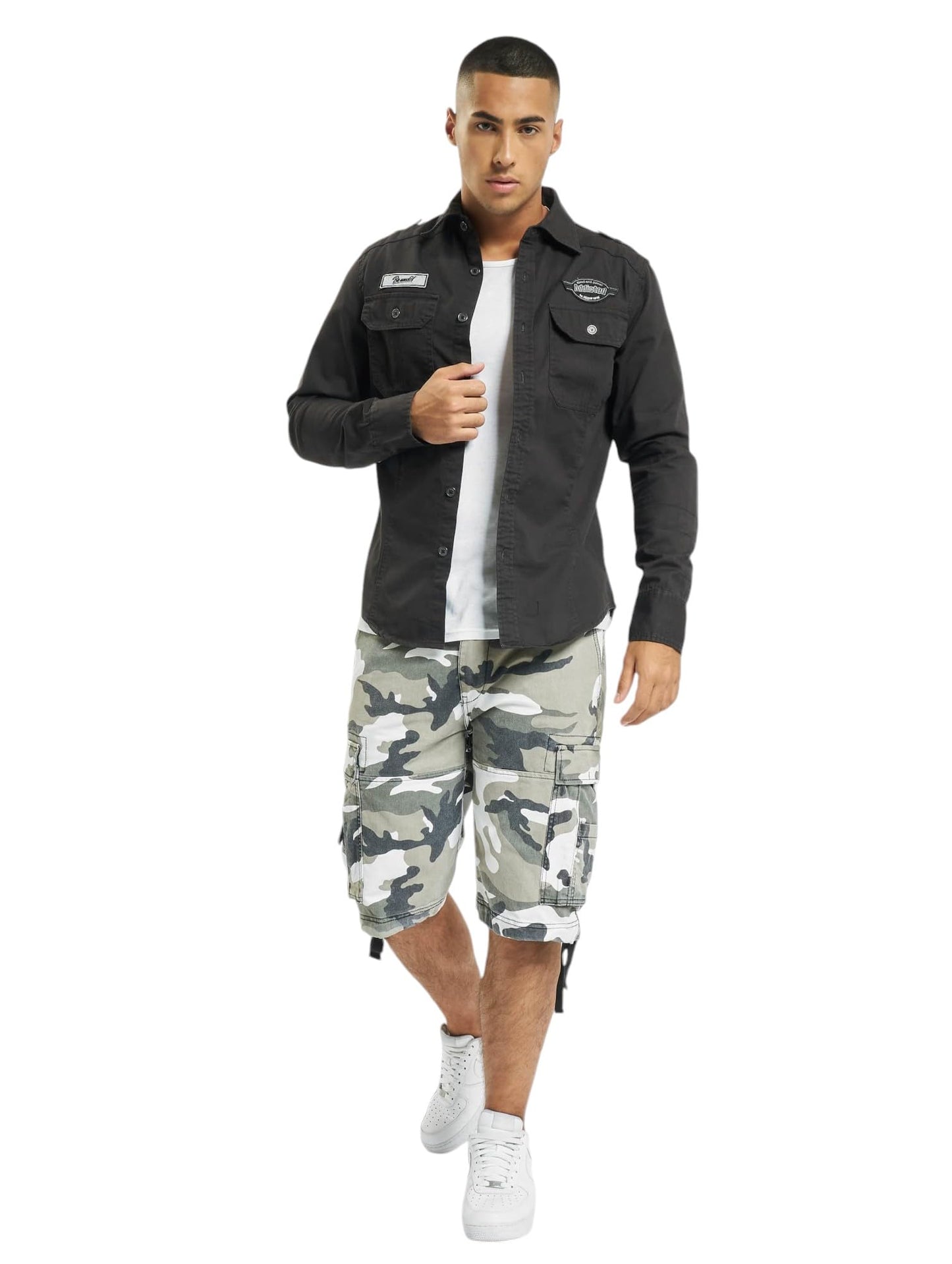 Brandit Men's Luis Vintage Shirt with Badges Black