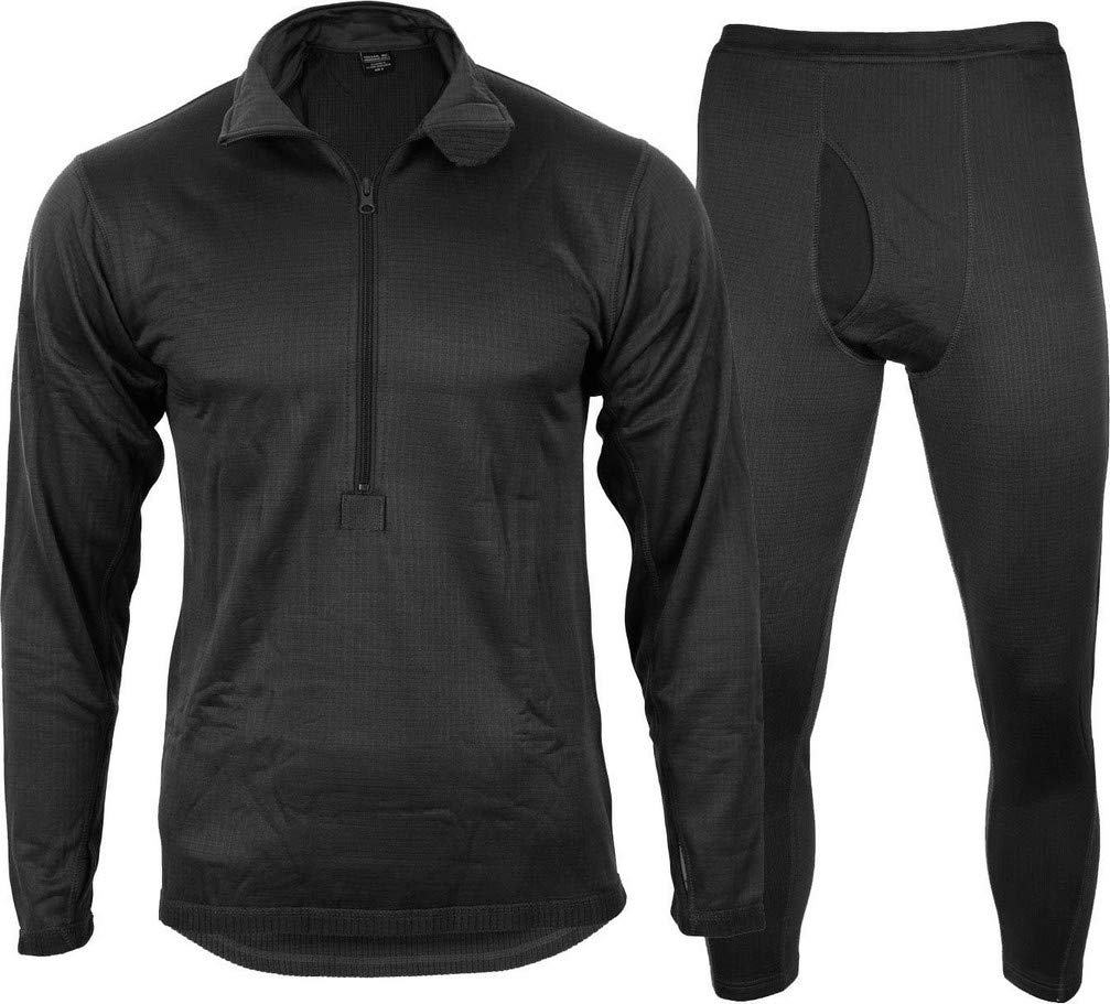 Mil-Tec ECWCS Gen III Thermal Underwear Set Black Cold Weather Base Layer