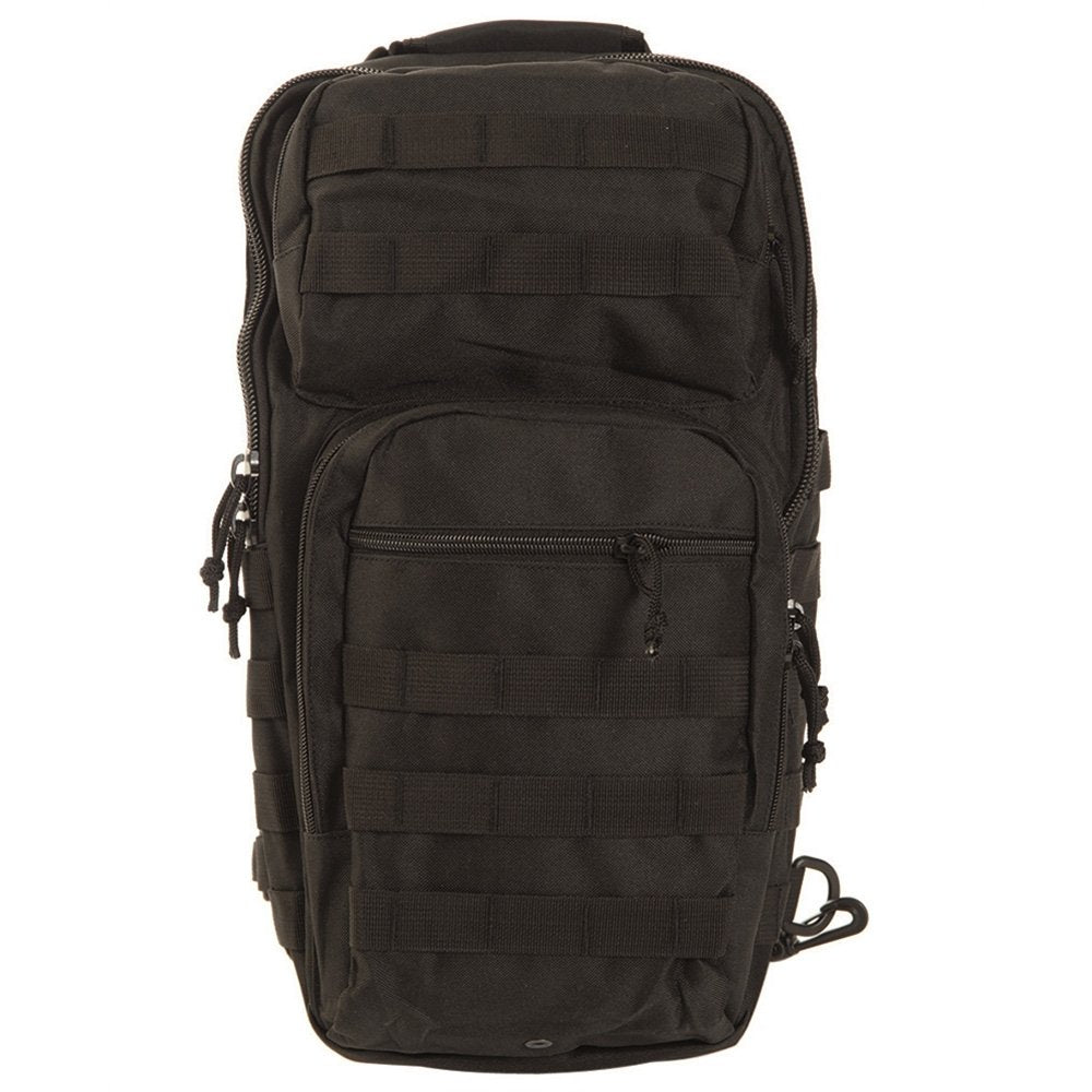 Mil-Tec Single Strap Assault Pack Black 29L – Tactical Sling Army Backpack