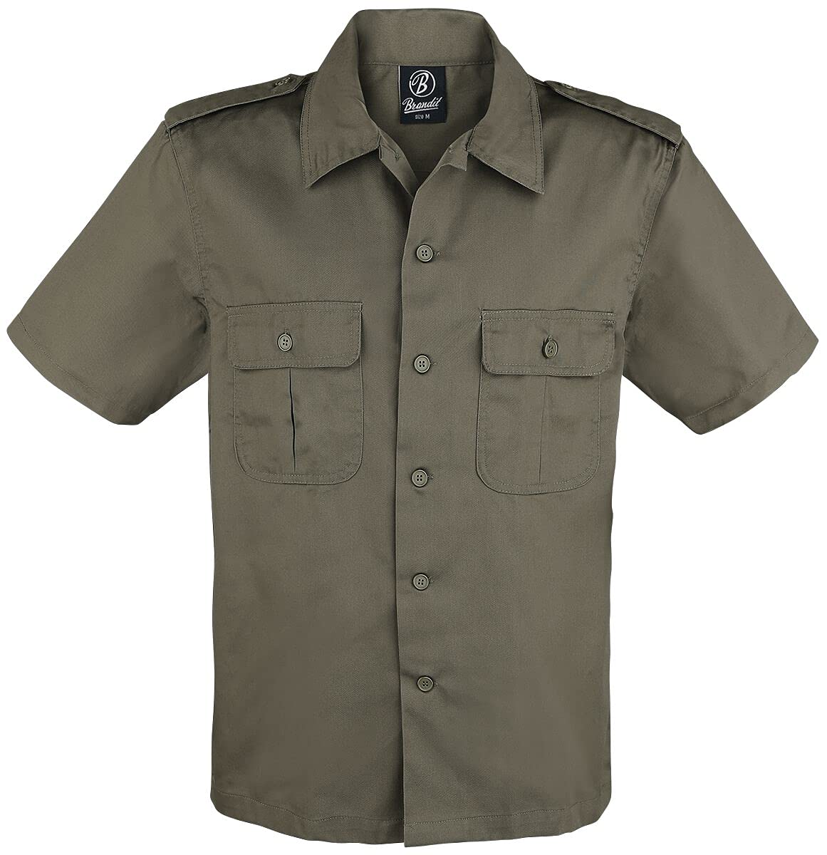 Brandit Men’s Olive Shirt – Half-Sleeve Casual Outdoor Military Style, Size 7XL