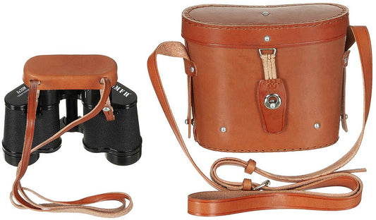 MFH Binoculars 8 x 30 Black with Leather Case for Hunting