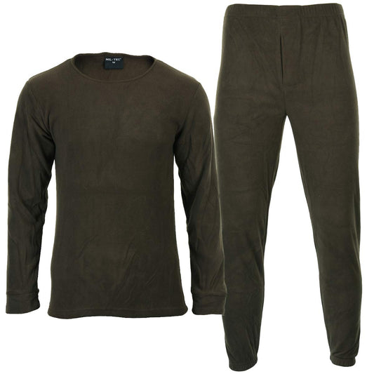 Mil-Tec Round Neck Fleece Thermal Underwear Set Olive Drab Men’s