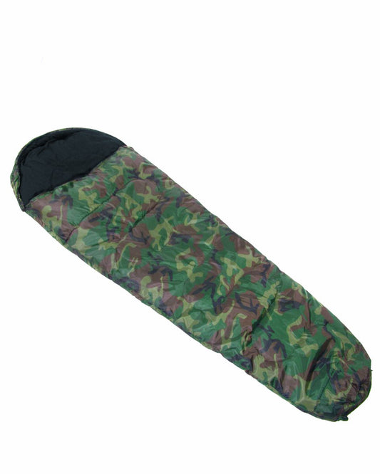 MIL-TEC 2-Layer Sleeping Bag, Woodland Camo, 14110020