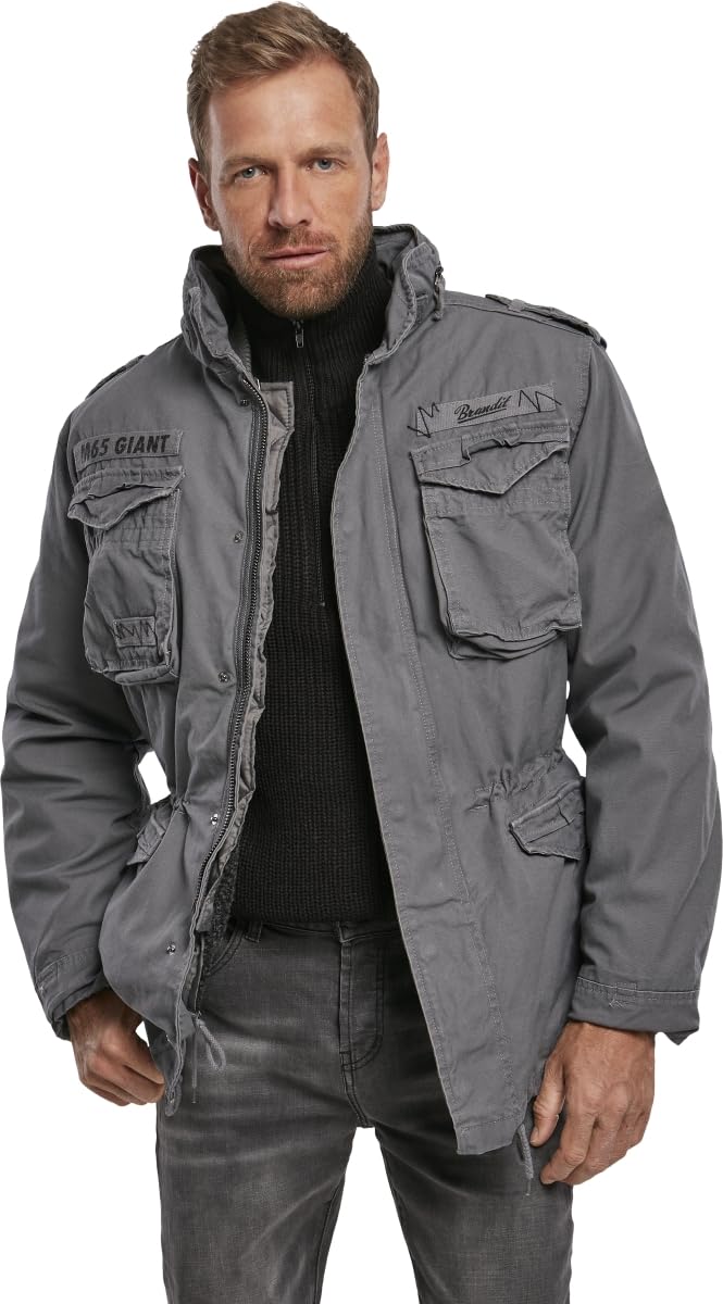 Brandit Men’s M-65 Giant Jacket Charcoal Gray – Vintage Military Field Coat 7XL