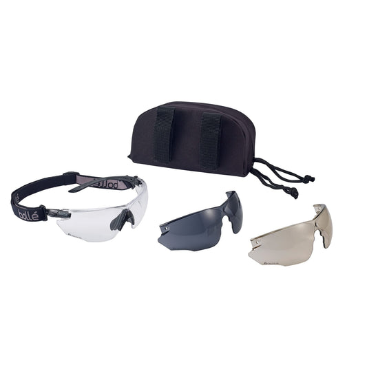 Bollé Safety Bolle Combat Ballistic Spectacles - Clear, Smoke, ESP Lens Black Frame, Green, One Size (COMBKITN)