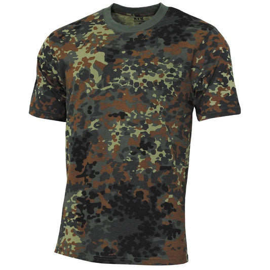 US Army Streetstyle T-Shirt – Flecktarn Camo, 100% Cotton, Short Sleeve