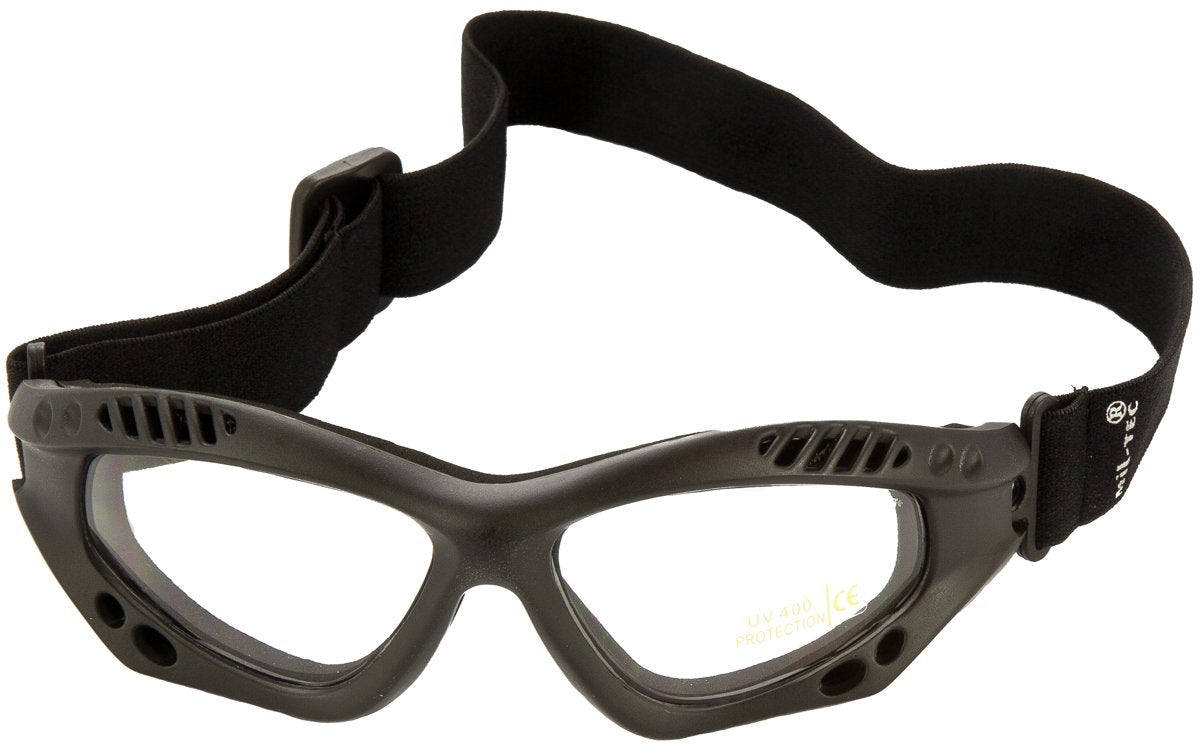 Mil-Tec Commando Air Pro Goggles – Clear Lens Black Tactical Eye Protection