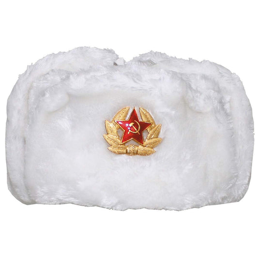 MFH Russian Fur Winter Cap – White with Badge Max Fuchs XS