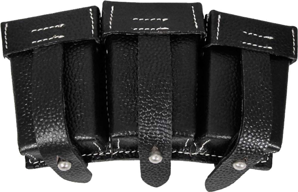 Epic Militaria Replica WW2 German K98 Triple Ammo Pouches - Black Stitched Front