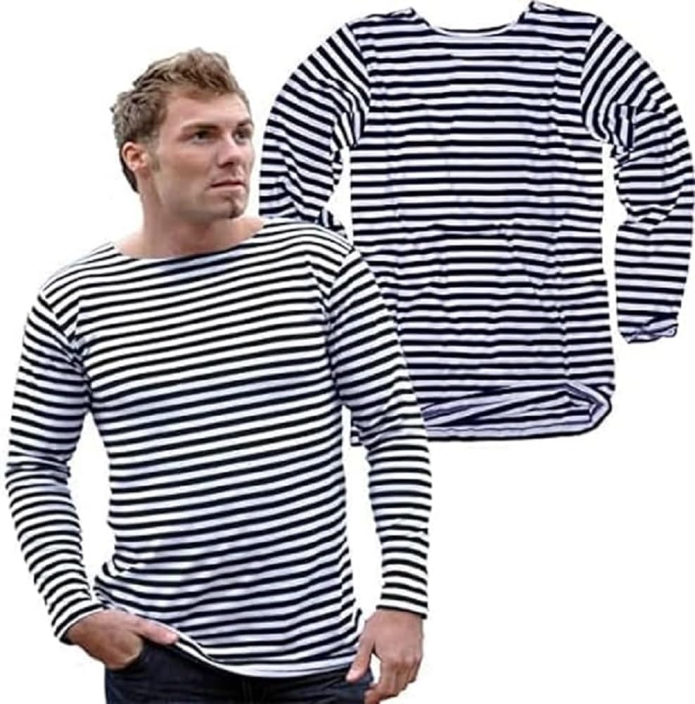 Mil-Tec Striped Summer Sweater Blue White Cotton Navy Pullover XL