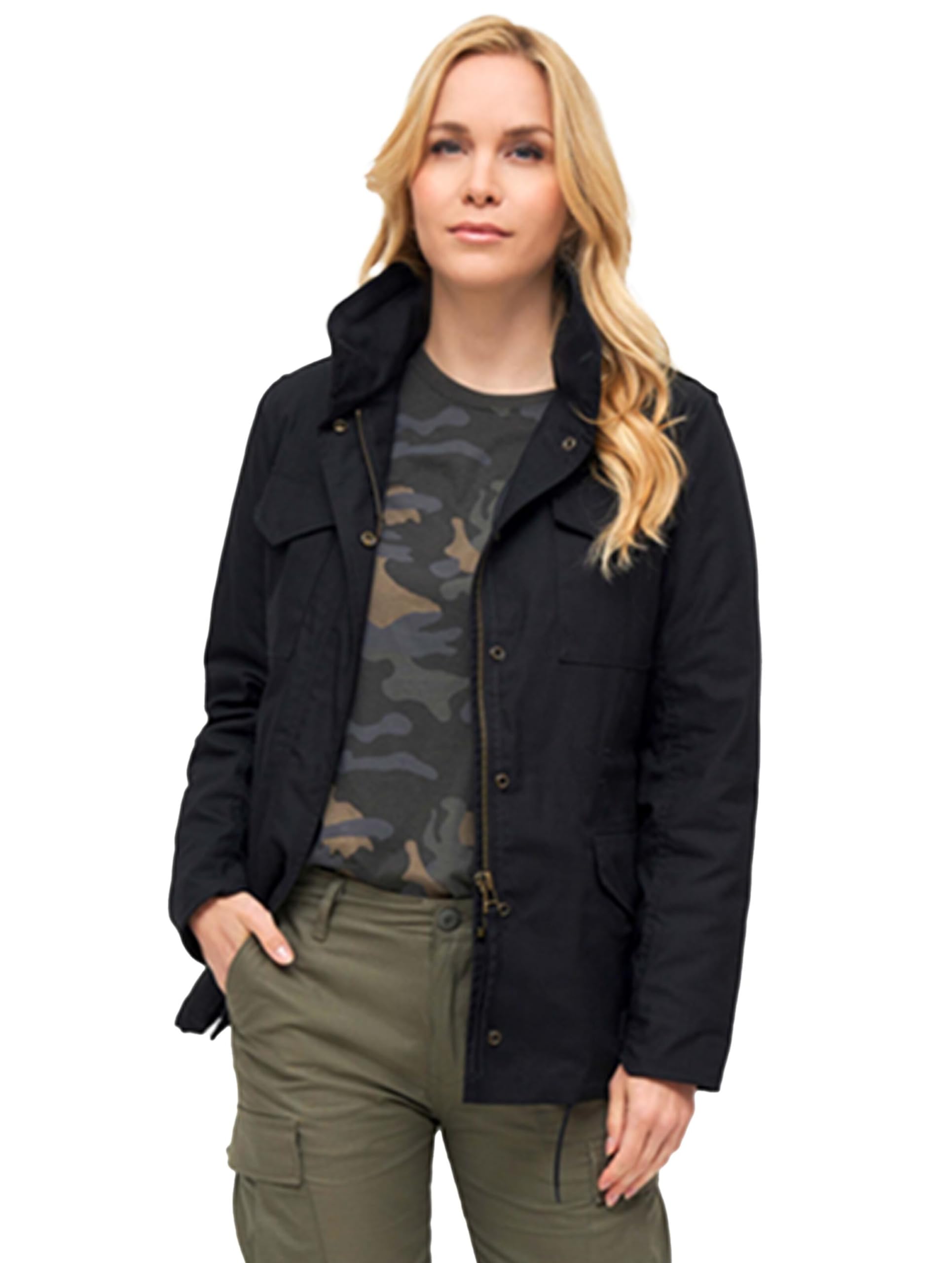 Brandit Women’s M65 Standard Winter Jacket – Black Army Style Parka, Size S