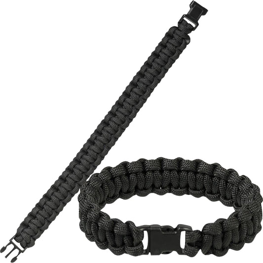 Black Paracord Survival Bracelet – 15mm Rope with Plastic Clip, 400lb Strength