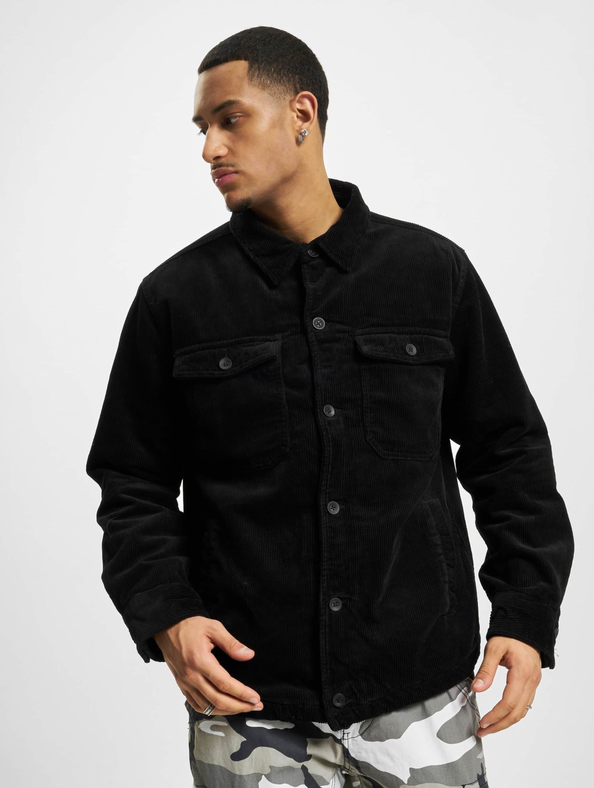 Brandit Men’s Corduroy Jacket Black M – Lightweight Casual Men’s Coat