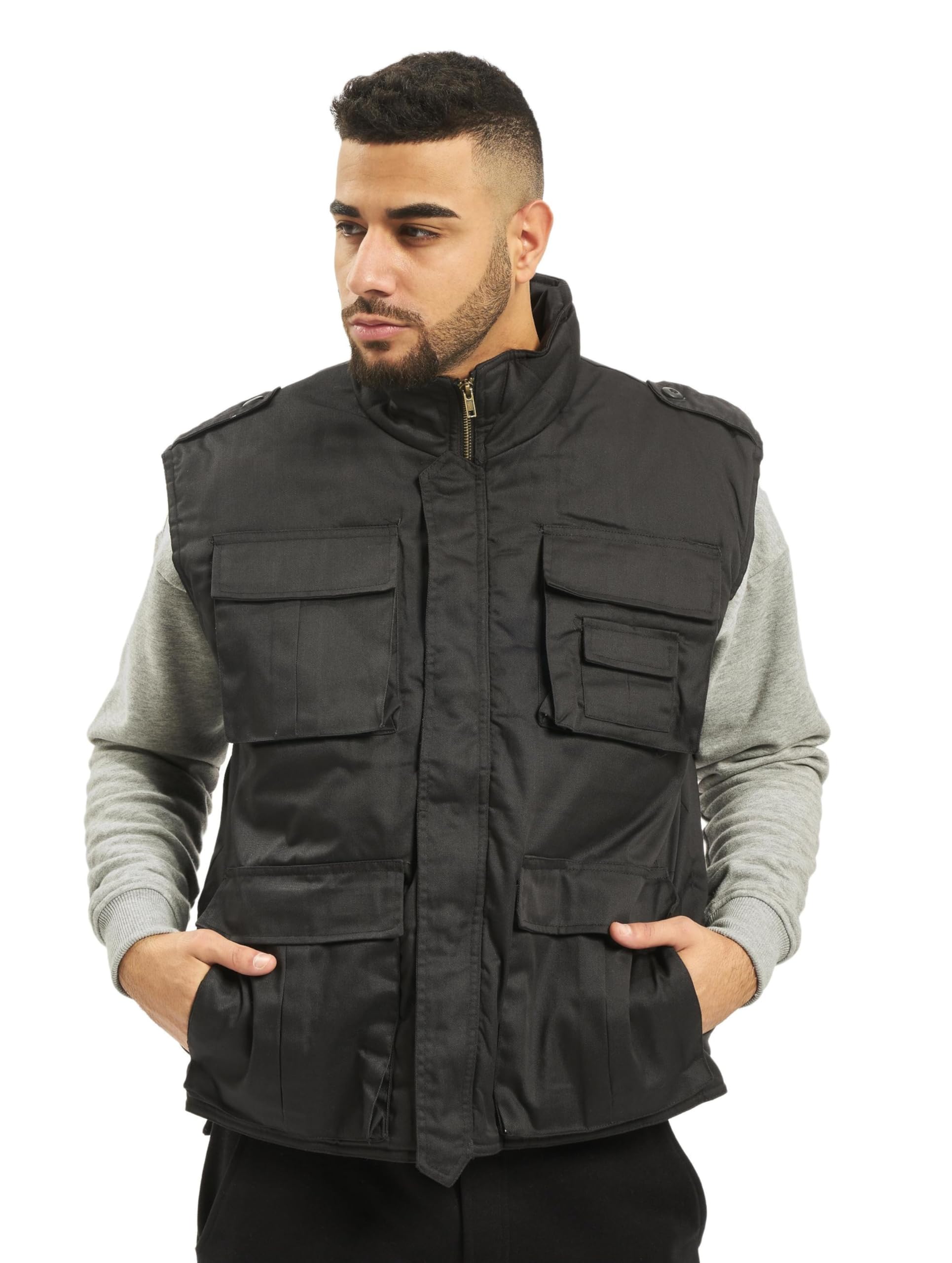Brandit Ranger Vest – Black Outdoor Multi-Pocket Utility Tactical Vest, Size L