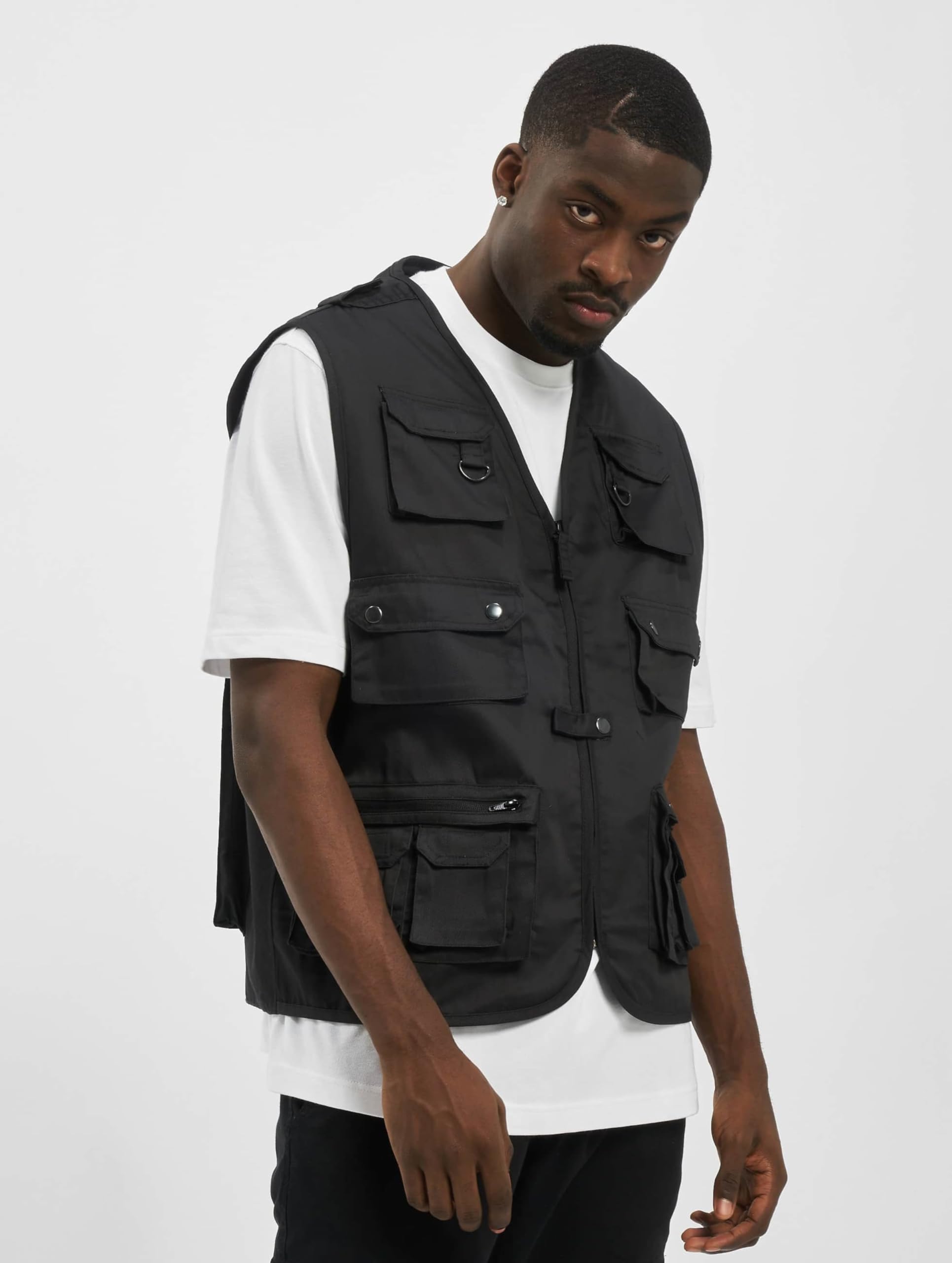 Brandit Men’s Hunting Vest – Black Outdoor Multi-Pocket Utility Vest, Size L