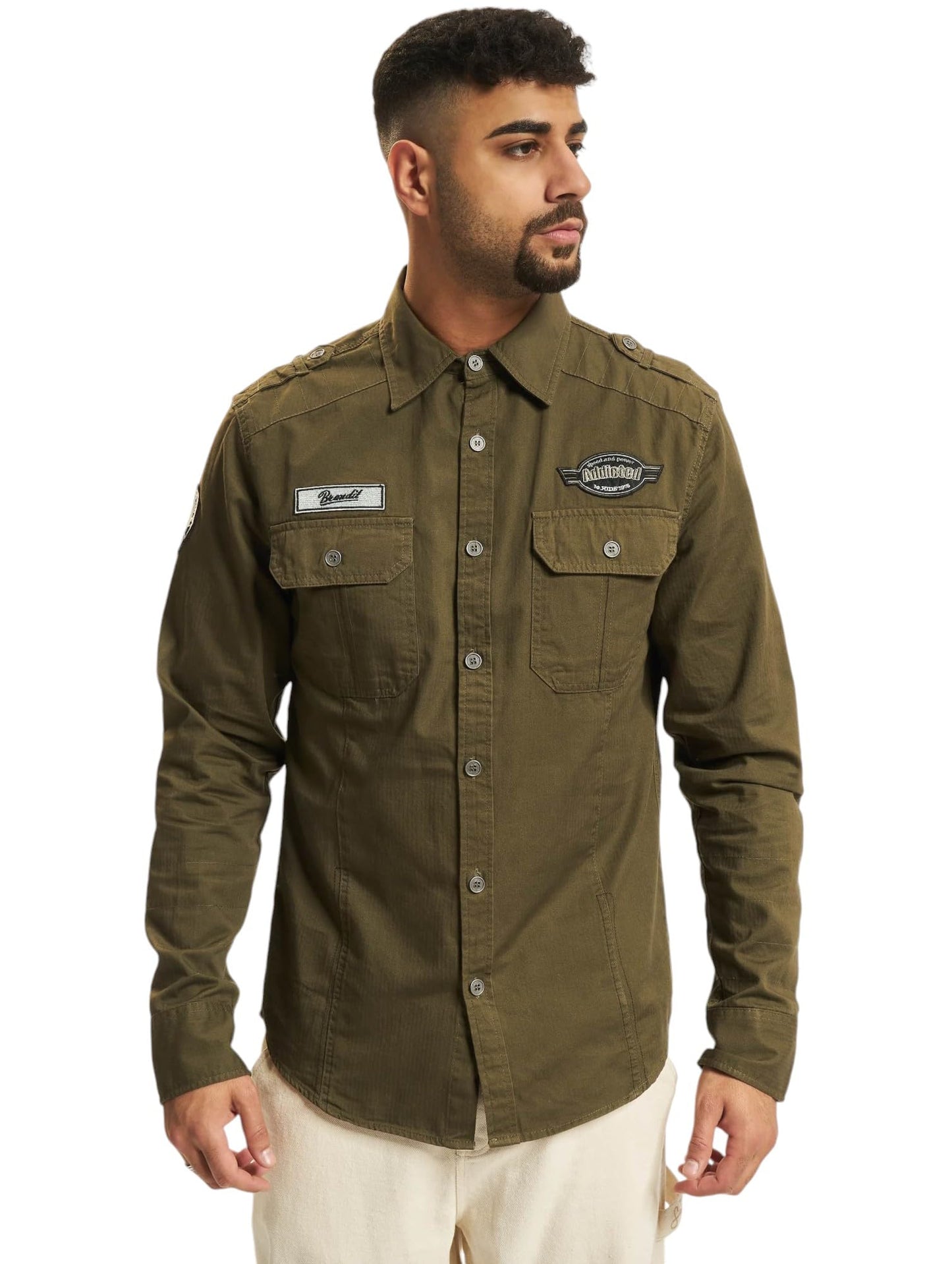 Brandit Louis Vintage Men’s Shirt – 100% Cotton Casual Military Style Shirt