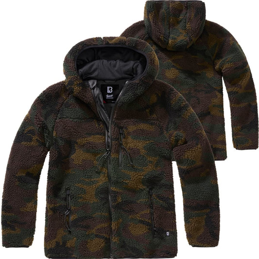 Brandit Women Winter Jacket Teddyfleecejacket Hood, Color:Woodland, Size:3XL
