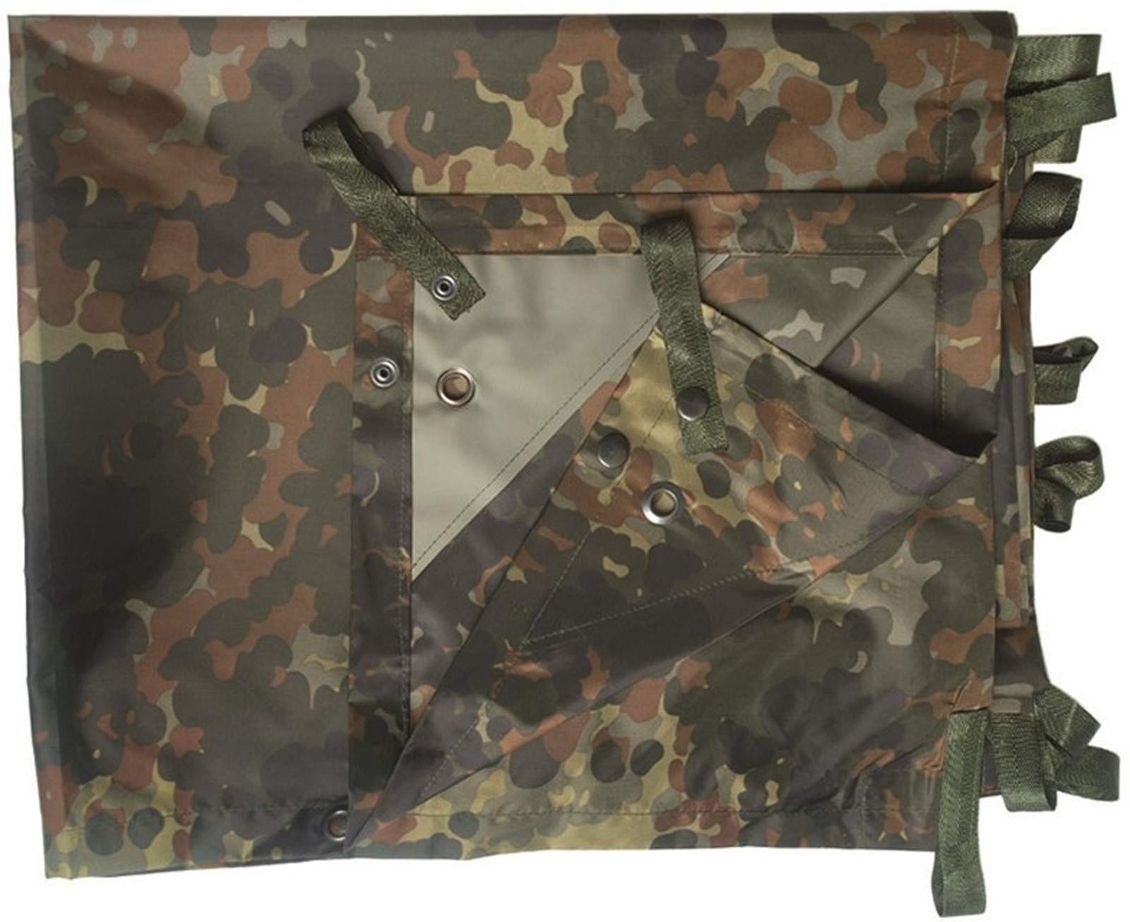 Multipurpose Plane Tarpaulin Basha Tarp Flecktarn Camo – Military Camping Shelter