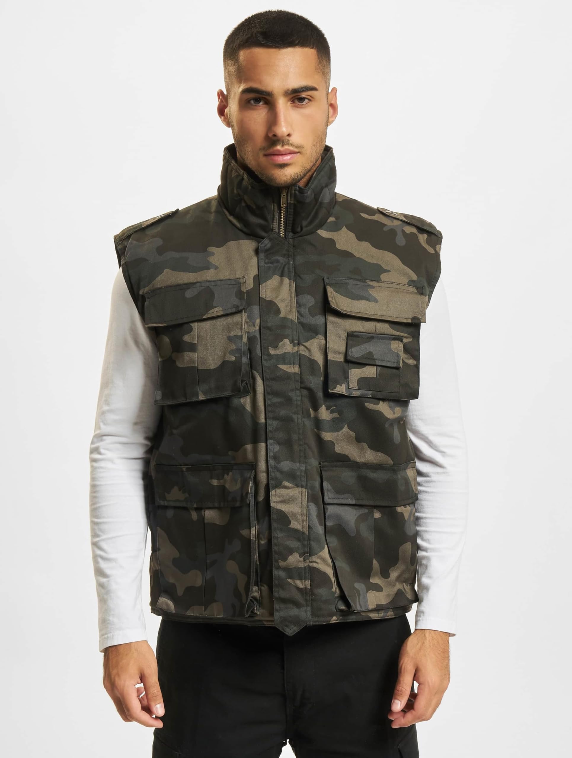 Brandit Ranger Vest – Dark Camo Outdoor Multi-Pocket Utility Tactical Vest, L